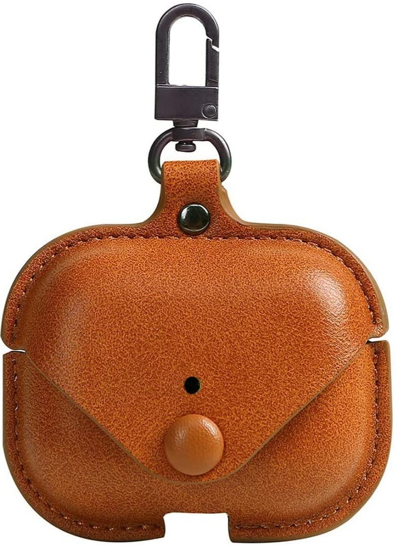 ANYOGRO Airpods 4 Case with Keychain, Genuine Leather Protective Shockproof Scratch Resistant Soft Silicone Cover for Airpods 4th Generation 2024, Front LED Visible - Brown  - Image 1