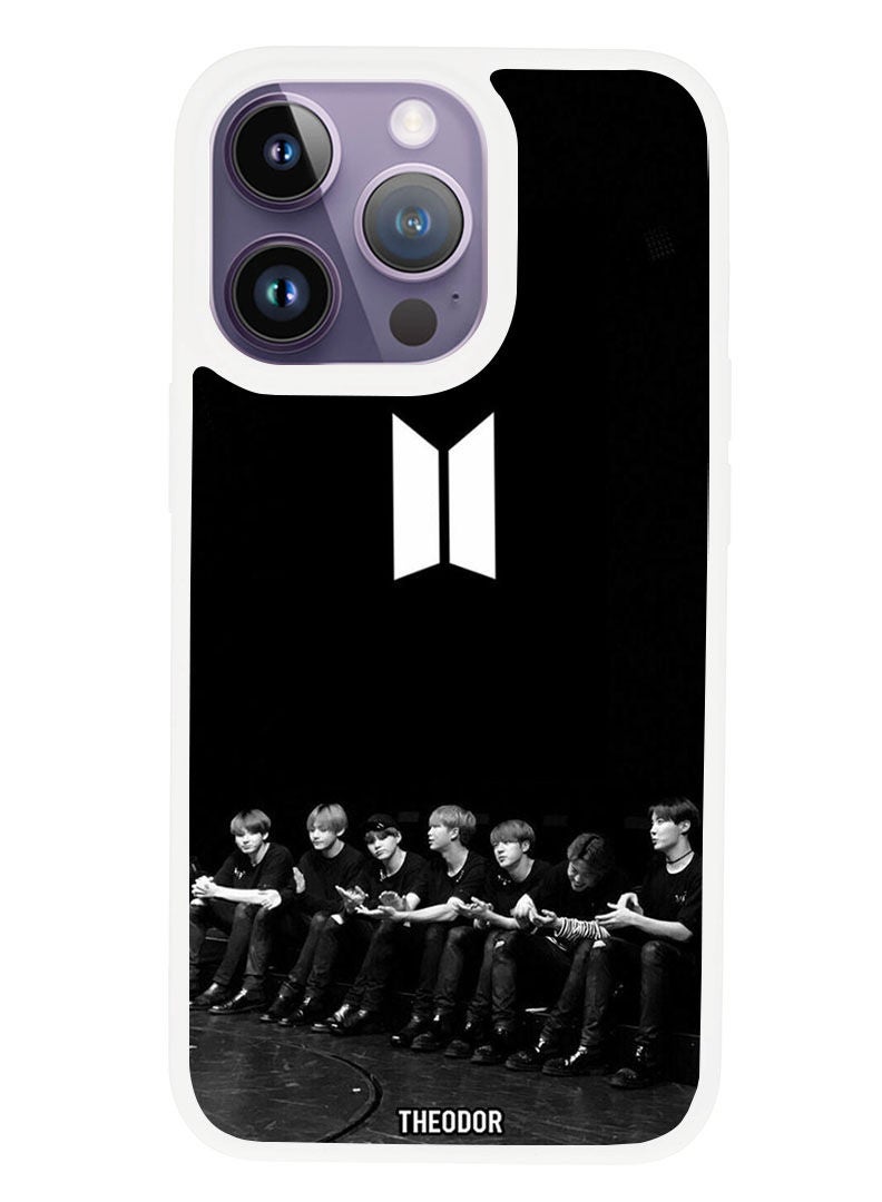 Theodor Protective Case Anti Scratch Shock Proof Cover For APPLE IPHONE 14 PRO BTS member (White Bumper) - Image 1