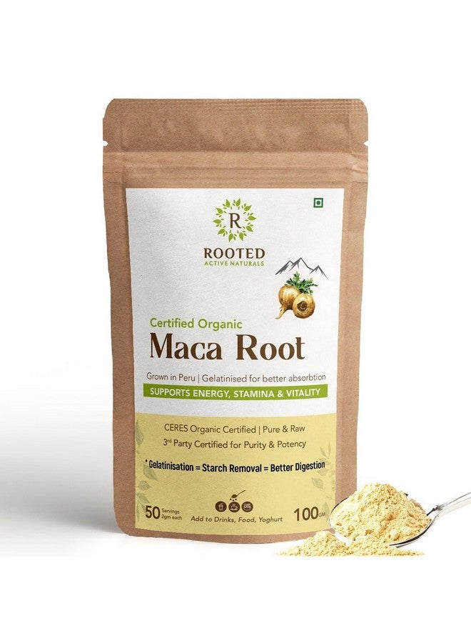 Rooted Active's Organic Maca Root Powder - Peruvian Superfood (Raw), Gelatinized for Easy Digestion, Superfood Traditionally Used for Energy, Hormone Balance, Certified Organic, 100 Grams - Image 1