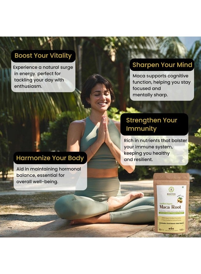 Rooted Active's Organic Maca Root Powder - Peruvian Superfood (Raw), Gelatinized for Easy Digestion, Superfood Traditionally Used for Energy, Hormone Balance, Certified Organic, 100 Grams - Image 3
