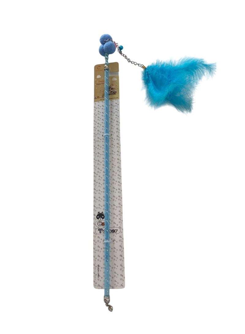 لعبة عصا تفاعلية على شكل كرة شعر من البلاستيك على شكل ريشة للقطط