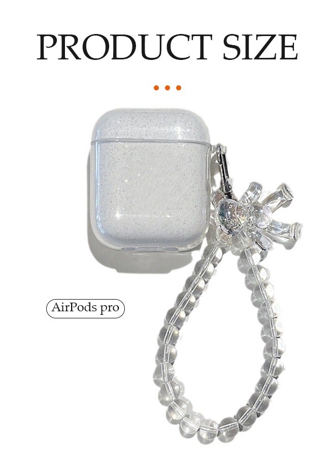 إسكدنيا Transparent glitter Case Compatible with Apple AirPods Pro Case Cover Silicone Shockproof Slim Ultrathin Cute Protective Case Anti-Fall Headphone Case with chain for Airpod Pro Case - Image 4