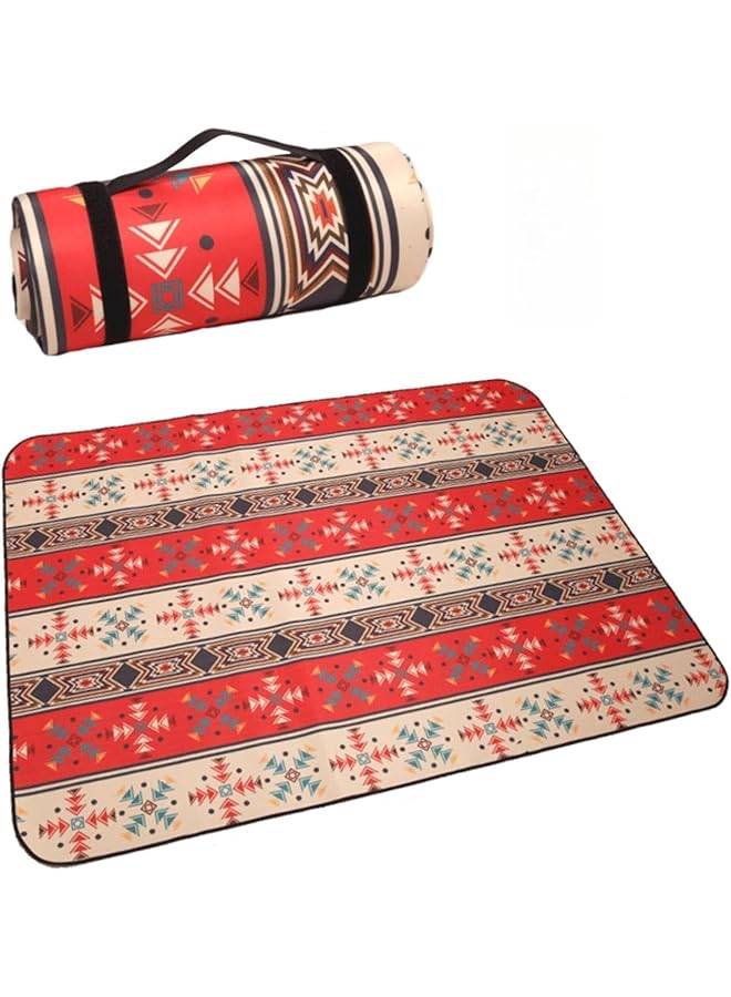 HOOKOR Picnic Blanket 200x200cm Extra Large Picnic Blanket Waterproof and Foldable Beach Blanket 3 Layer Outdoor Blanket Machine Washable for Spring Summer Camping Park Travel Grass (Red) - Image 1