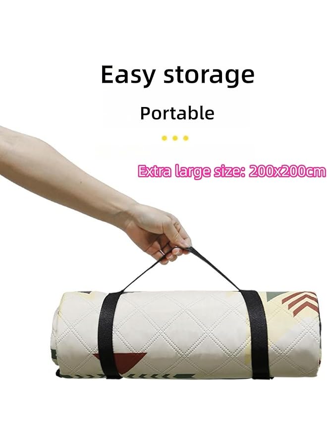 HOOKOR Picnic Blanket 200x200cm Extra Large Picnic Blanket Waterproof and Foldable Beach Blanket 3 Layer Outdoor Blanket Machine Washable for Spring Summer Camping Park Travel Grass (Red) - Image 5