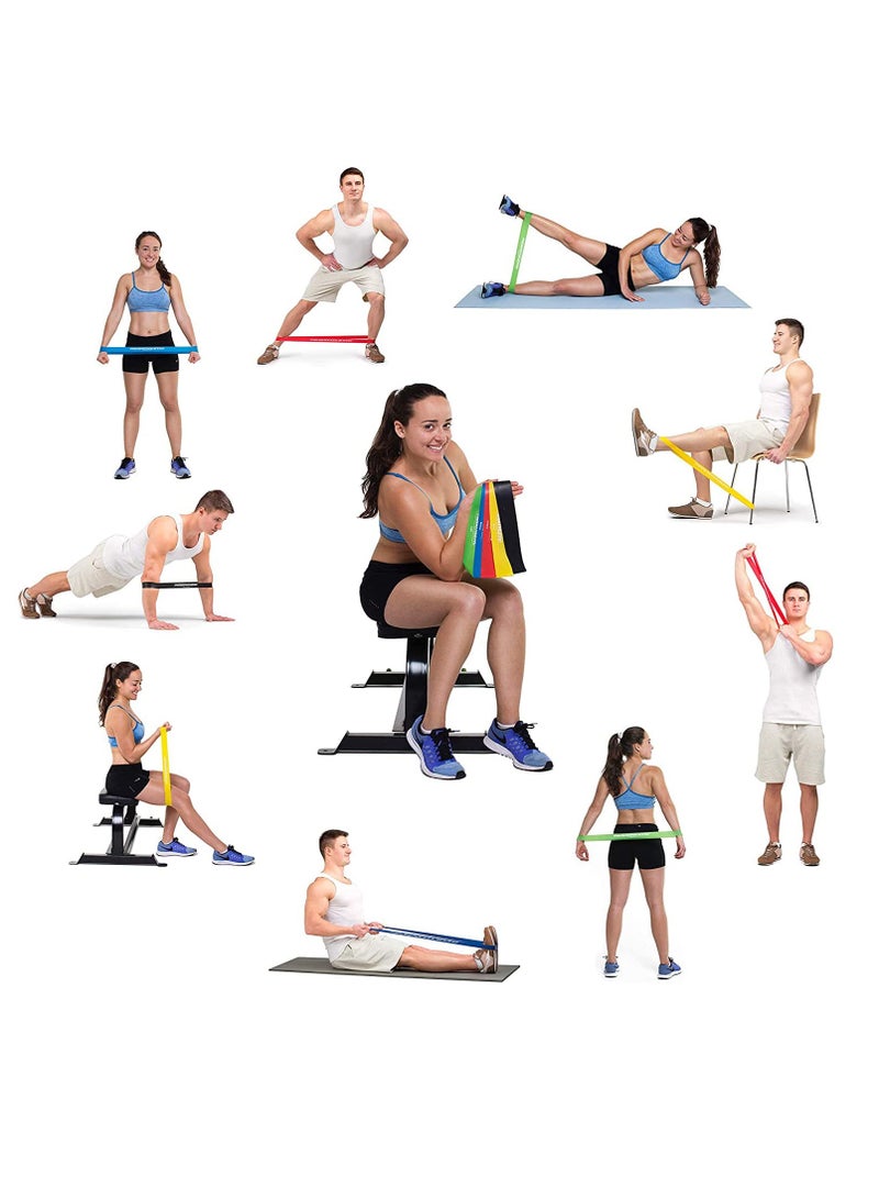 Resistance Bands Elastic Exercise Bands Set for Recovery Physical Therapy Yoga Pilates Rehab Fitness Strength Training Set of 5 Bands 5 Different Resistance Levels - Image 2