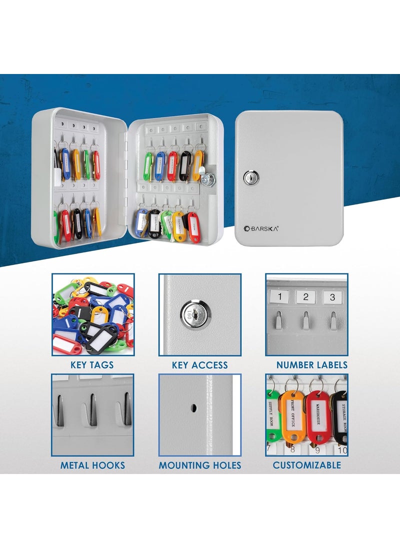 BARSKA Barska Key Lock Key Cabinet Lock Box with Numbered Hooks and Tags  20 Position  Color Tags  - Image 4