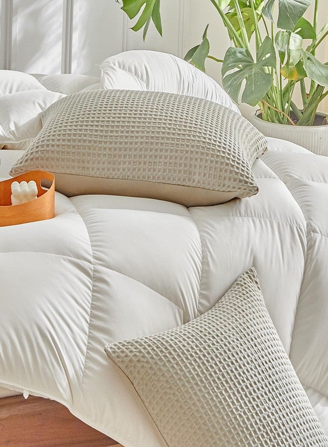 WARMDERN Waffle Weave Pillowcases Queen Size 2 Pack Pillow Cases Soft Microfiber Pillow Case Covers Set of 2 Boho Woven Textured Pillowcase with Envelope Closure(Khaki, Queen, 20x30 Inches) - Image 3