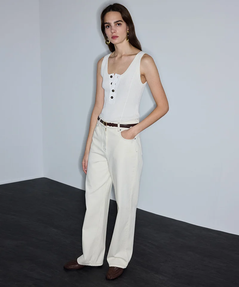 ابيكول Buttoned Knit Tank Top