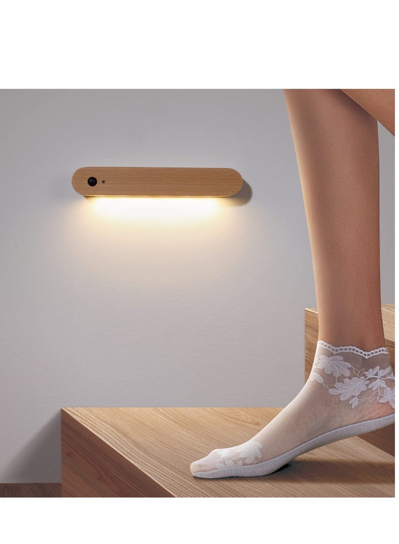 Wood Battery Operated Wall Light LED Indoor Bedroom Motion Sensor Night Light Magnetic Back Lamp - Image 5