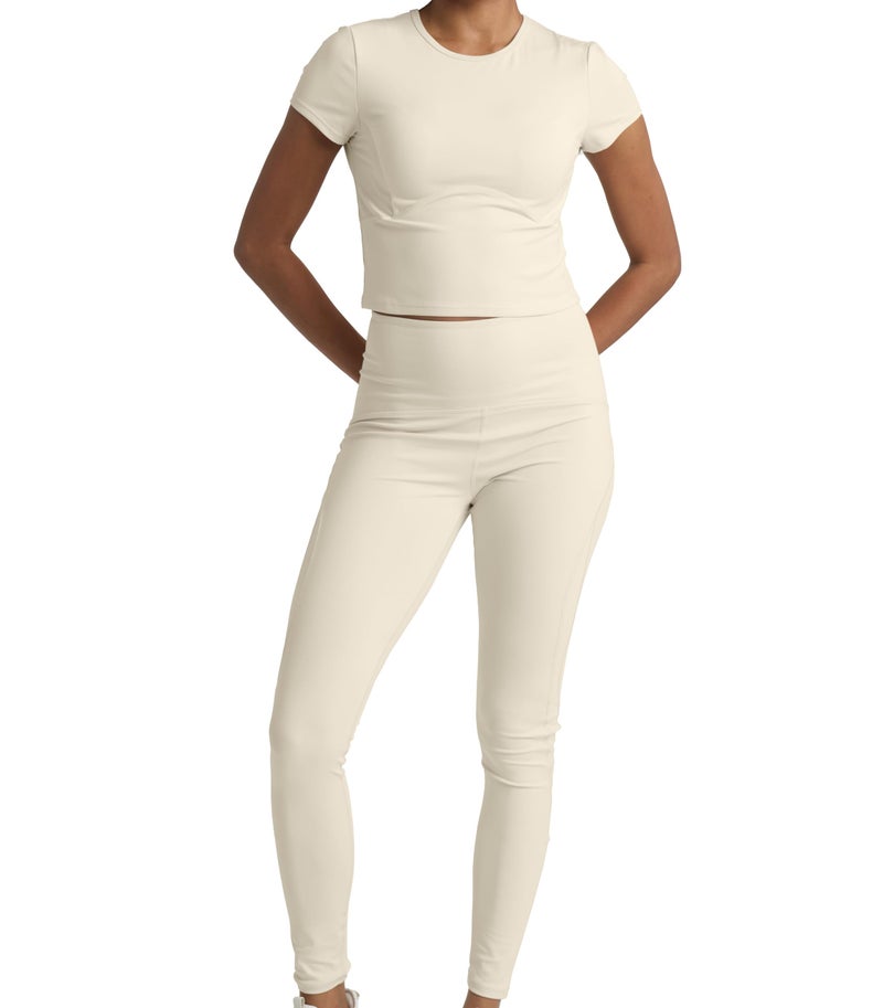 PopSugar Two Piece Workout Set for Women High Waist Leggings and Short Sleeve Athletic Tops Matching Pilates Gym Sets Yoga Outfits - Image 2