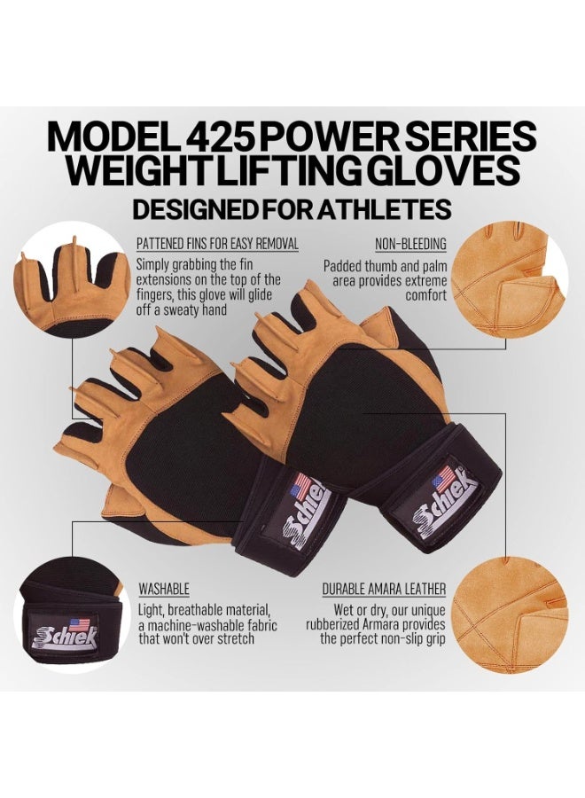 شيك قفازات رفع Schiek موديل 425 Power Series مع لفافة معصم نشطة صغيرة - Image 3