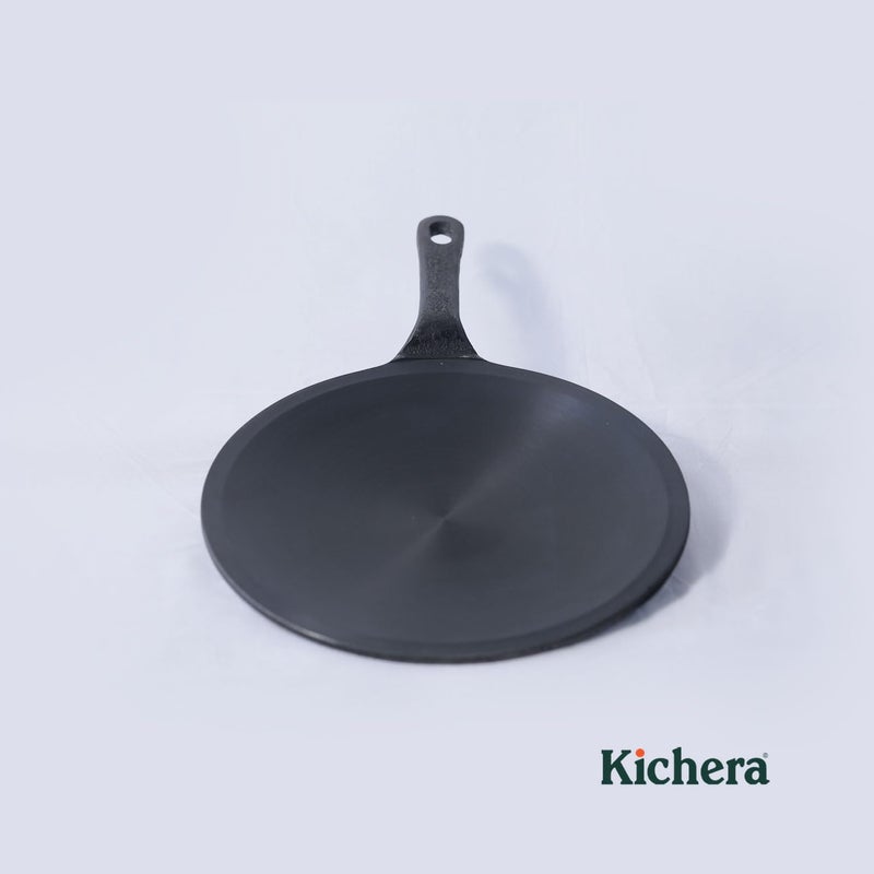Kichera 10 Inch PreSeasoned Cast Iron Roti Tawa with Long Handle for RotiChapathiParathaFulka - Image 2