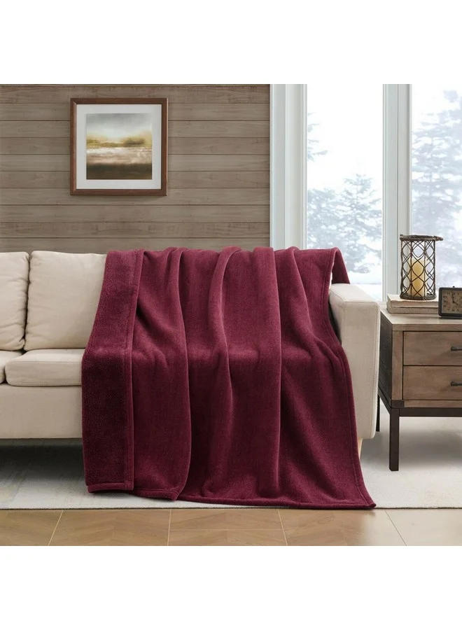 Mezoe Soft and Luxurious Comfortable Mink Blanket Maroon 1 x 153 x 127 cm MINK BRUSHED 03