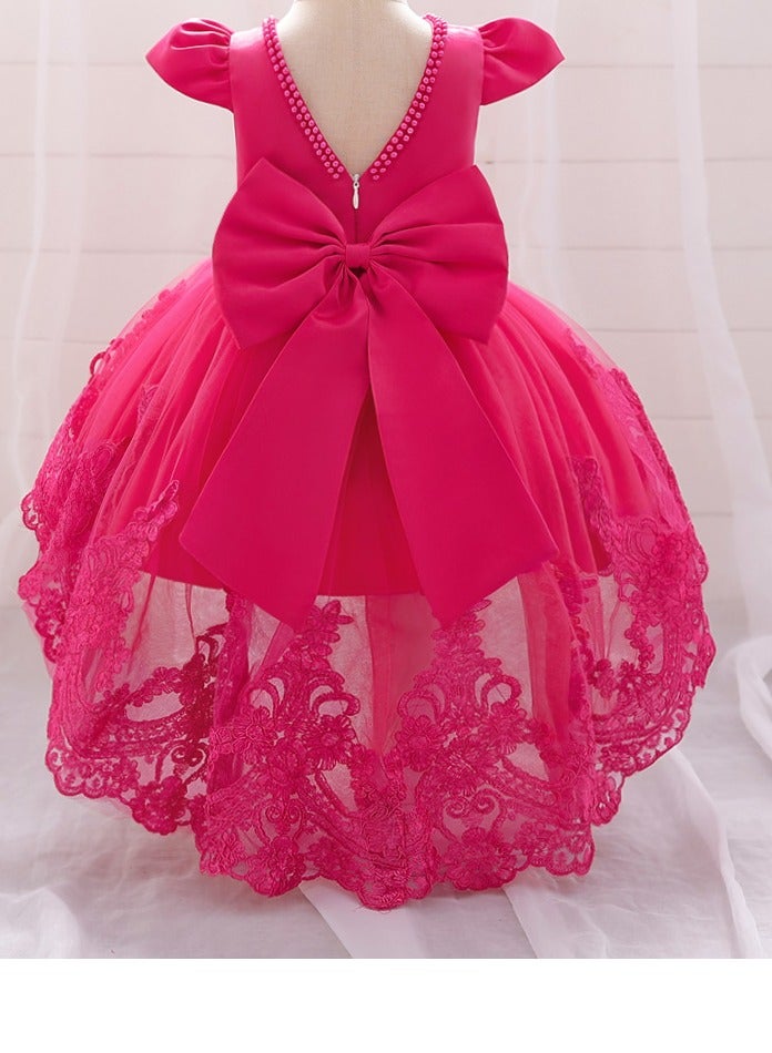 D'Daniela Embroidery Princess Dress - Hot Pink - Image 3