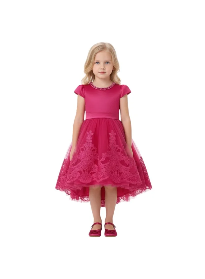 D'Daniela Embroidery Princess Dress - Hot Pink