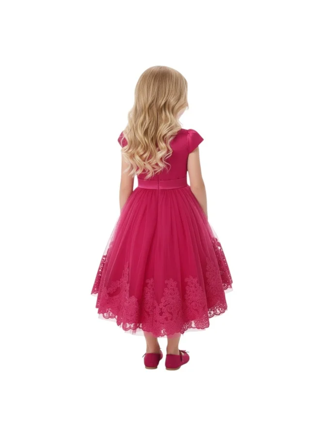 D'Daniela Embroidery Princess Dress - Hot Pink