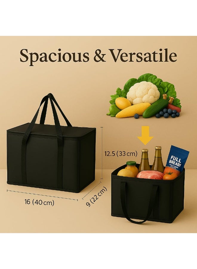 FAYET 2-Pack Insulated Grocery & Cooler Bags, Reusable, Collapsible Tote with Zipper, Keeps Food Hot or Cold, Ideal for Delivery, Camping, and Grocery Transport - Image 5