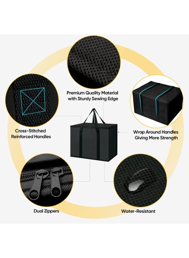 FAYET 2-Pack Insulated Grocery & Cooler Bags, Reusable, Collapsible Tote with Zipper, Keeps Food Hot or Cold, Ideal for Delivery, Camping, and Grocery Transport - Image 3