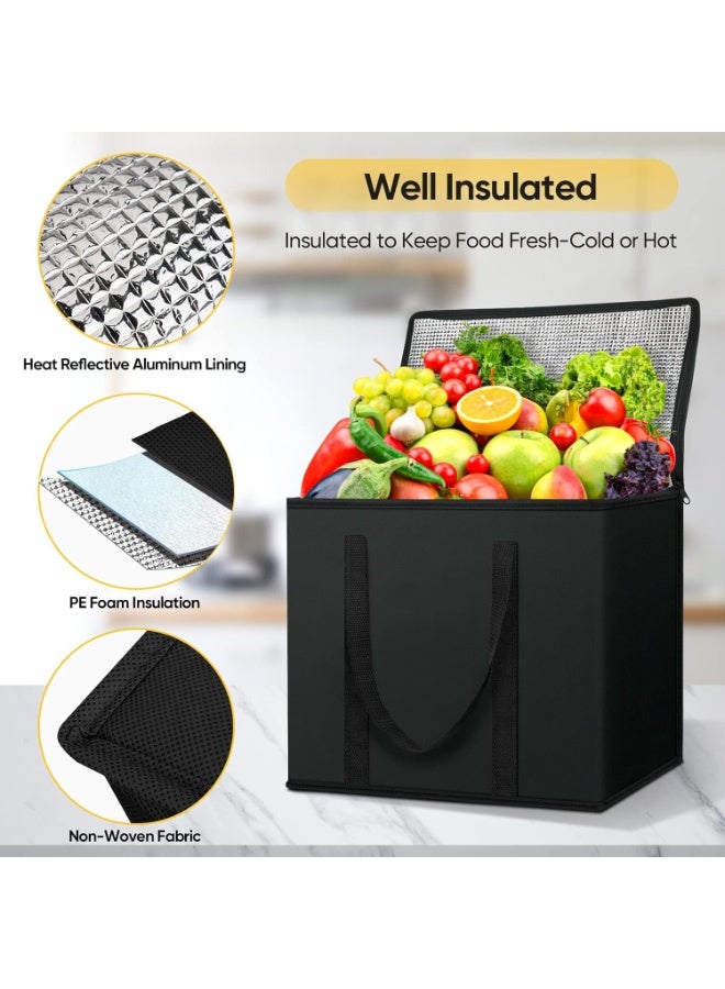 FAYET 2-Pack Insulated Grocery & Cooler Bags, Reusable, Collapsible Tote with Zipper, Keeps Food Hot or Cold, Ideal for Delivery, Camping, and Grocery Transport - Image 2