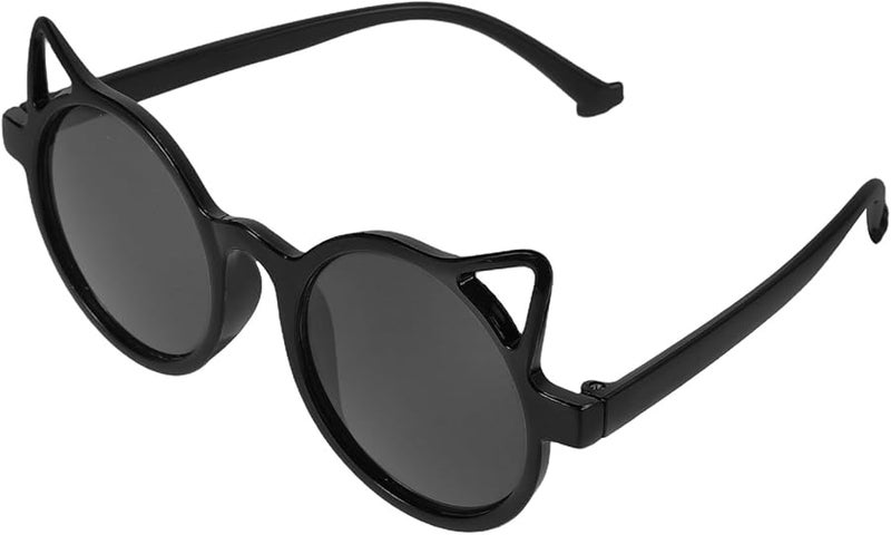 Cat Ear Sunglasses For Boys UV Protection Black Plastic Frame Outdoor Play Shades - Image 1