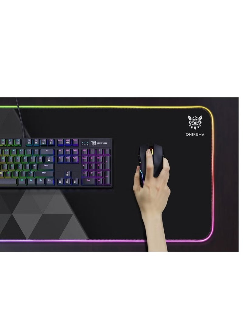 onikuma MP006 RGB Mousepad Black | Large Gaming Mousepad with Colorful LED Lighting, Soft and Durable Surface, Anti-Slip Base, Perfect for Gamers, Office Use, and Workstations - Image 3
