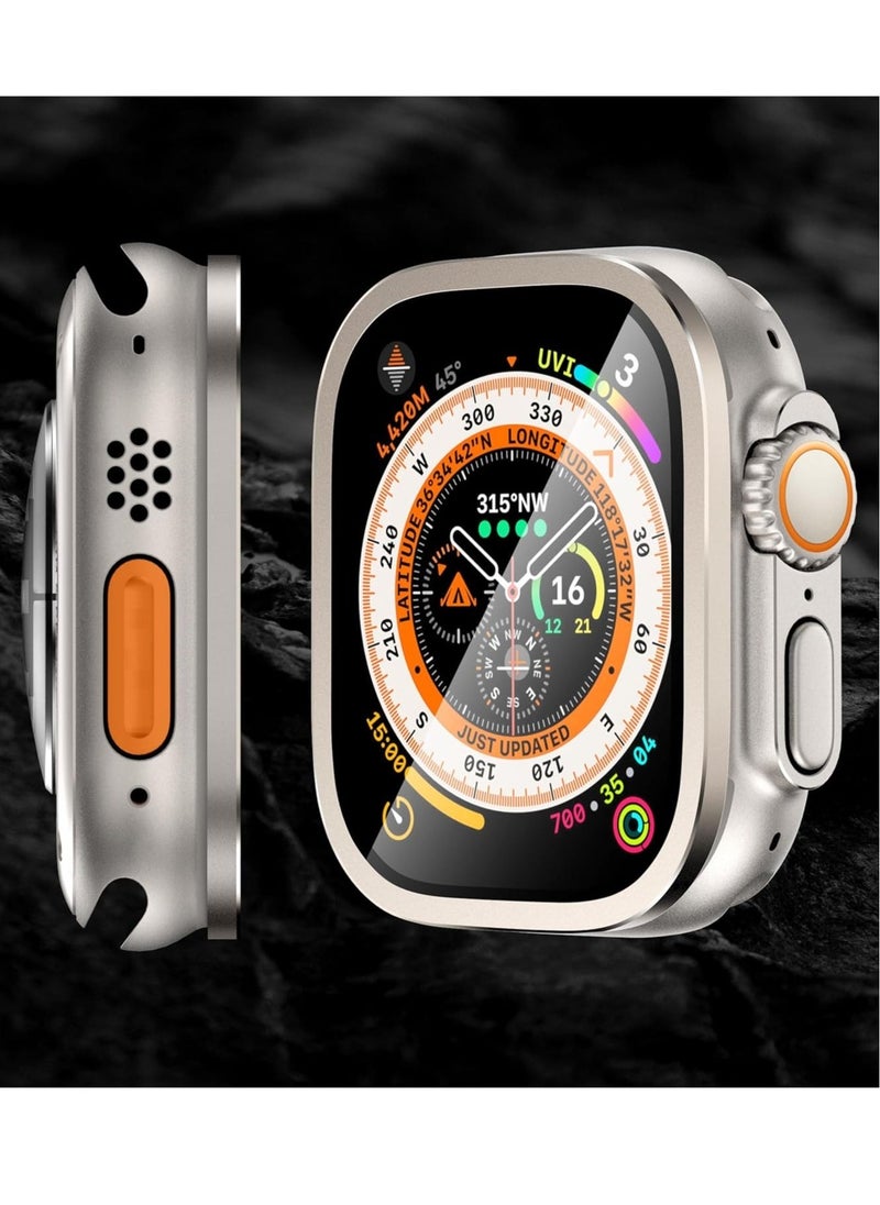 2 Pack Tempered Glass Screen Protector with Titanium Alloy Frame for Apple Watch Ultra 49mm – Waterproof Bezel Ring, Full Protection for iWatch Ultra - Image 1