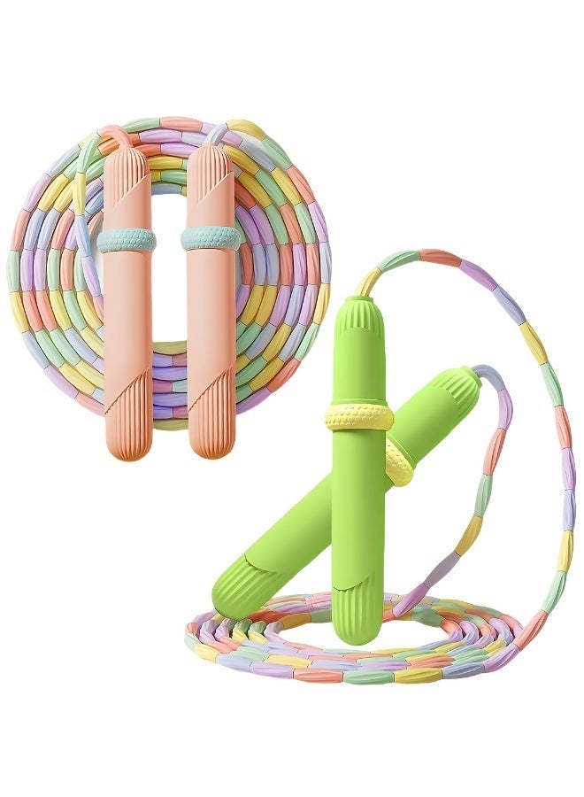 SHOPUP4U Soft Beaded Jump Rope, Adjustable Tangle Free Skipping Rope with Soft Anti-slip Handles, 9.2 Feet Segmented Kids Jumping Rope for Men, Women, Kids Keeping Fit - Image 1
