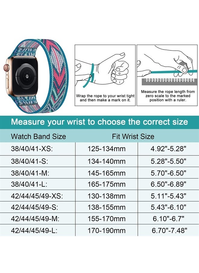 HILIMINY 10 Pack Stretchy Solo Loop Bands Compatible With Apple Watch 38mm 40mm 41mm, Elastic Nylon Sport Straps for iWatch SE Series 8 7 6 5 4 3 2 1, Braided No Buckles Men Women Wristband, B M