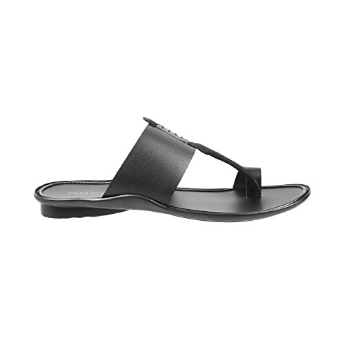 Mochi Men's Black Faux Leather Everyday Kolhapuri Inspired Stylish Sandals UK/8 EU/42 (16-637) - Image 2