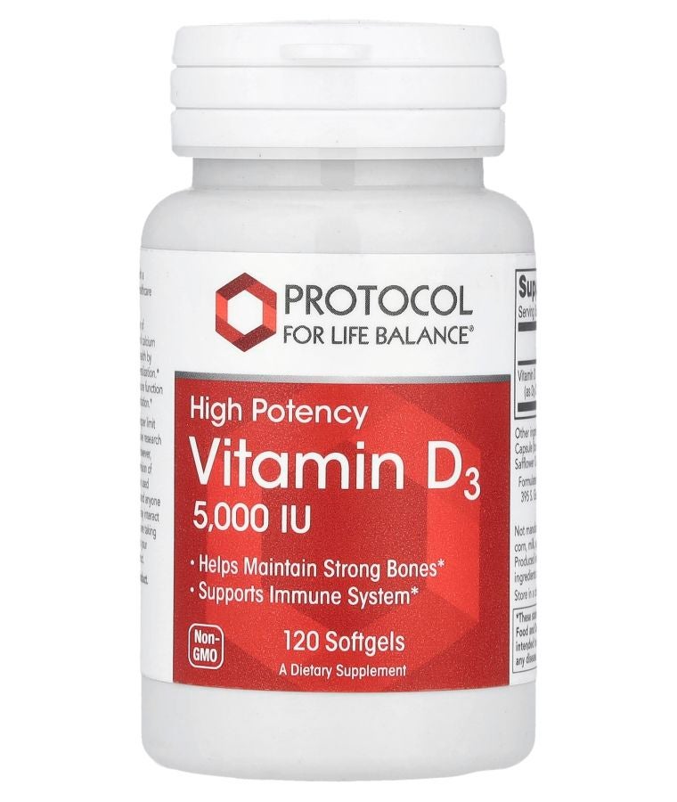 Protocol For Life Balance Vitamin D3 High Potency 125 mcg (5000 IU) 120 Softgels