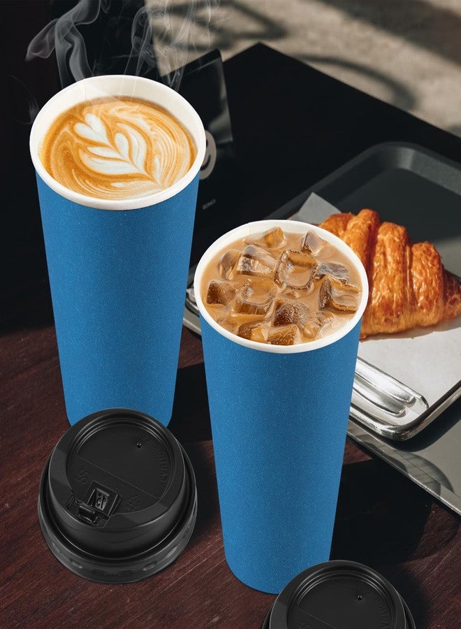 Clawsoff 100 Pack 16 oz Coffee Cups with Lids, Disposable To Go Paper Coffee Cups with Sleeves and Stirring Sticks for Hot/Cold Drinks Office Home Shop Event (Navy) - Image 5