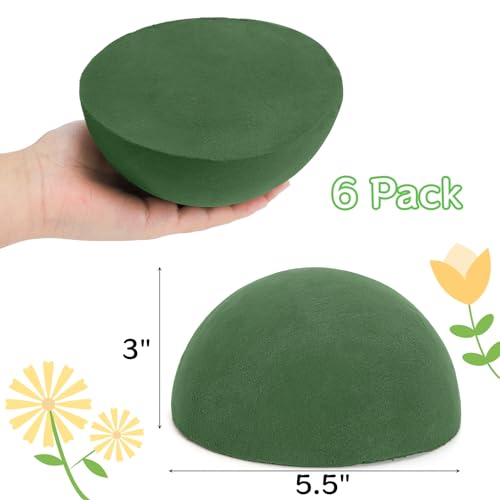 Goaste 6 Pack Half Ball Floral Foam 55 x 3 Inch Green Dry Florist Foam Half Round Flower Foam Blocks for Fresh Artificial Flowers Hemispherical Plant Foam for Wedding Garden DIY Craft Aisle - Image 3