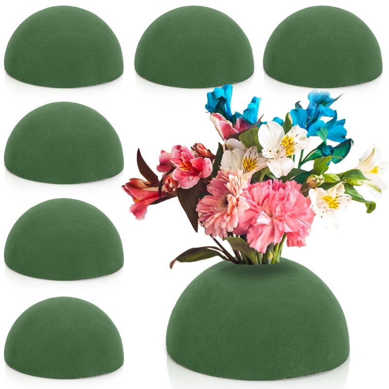 Goaste 6 Pack Half Ball Floral Foam 55 x 3 Inch Green Dry Florist Foam Half Round Flower Foam Blocks for Fresh Artificial Flowers Hemispherical Plant Foam for Wedding Garden DIY Craft Aisle - Image 2