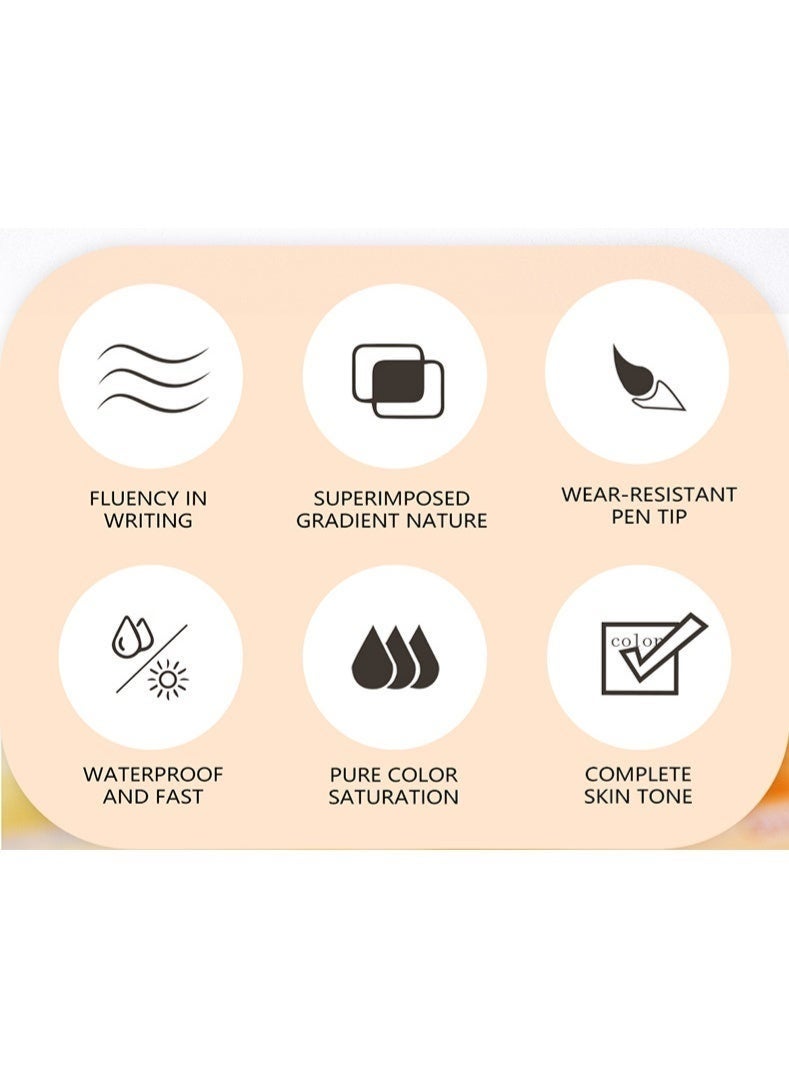 Guangna Acrylic Paint Marker Pen 12 colors, Skin Tone Series Set, Equipped with Soft Brush Head, Water-Based, Fine Tip Marker Pen, Suitable for Wood, Canvas, Rock Painting, Glass, DIY Handicrafts, Cloth Painting - Image 5