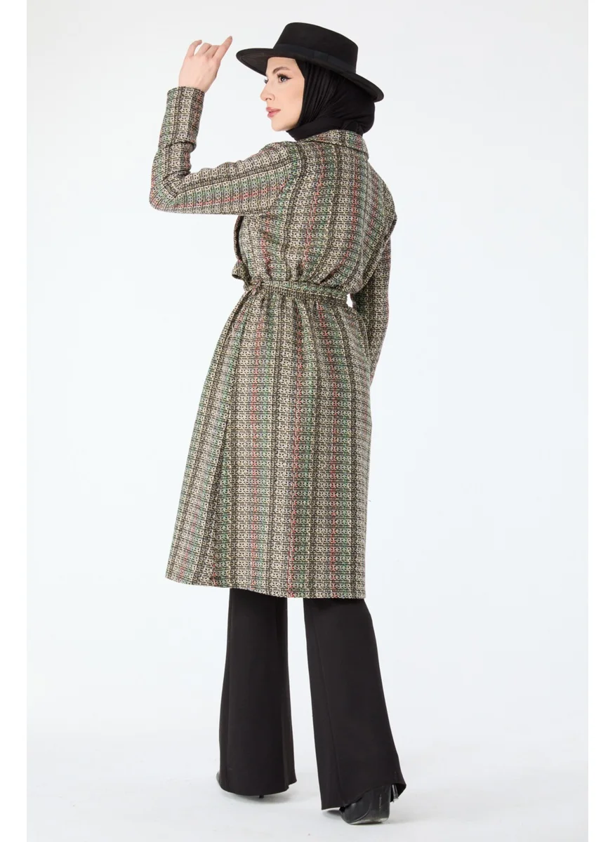 Tofisa 13000-Red-Black Waist Laced Coat