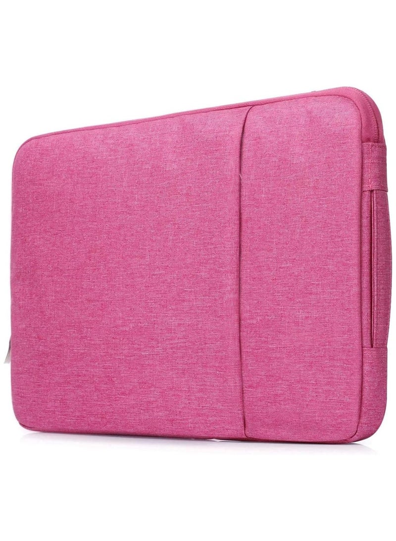 Waterproof Fabric Laptop Sleeve Pouch Case With Handle and Pocket For Retina 13 Inch (A1502/A1425) Release 2015/2012 IPad HP Asus Acer Notebook Computer Bag (pink)