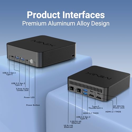 MINIX NGC N512 Mini PC Windows 11 Pro, Intel i5-12600H 512GB M.2 PCIe 4.0 x 4 SSD 16GB DDR5 Micro Desktop Computer, Quad Display/TB4 (8K) /2xHDMI/USB-C/Dual Lan, for Business Home Office Multi-Tasking - Image 5