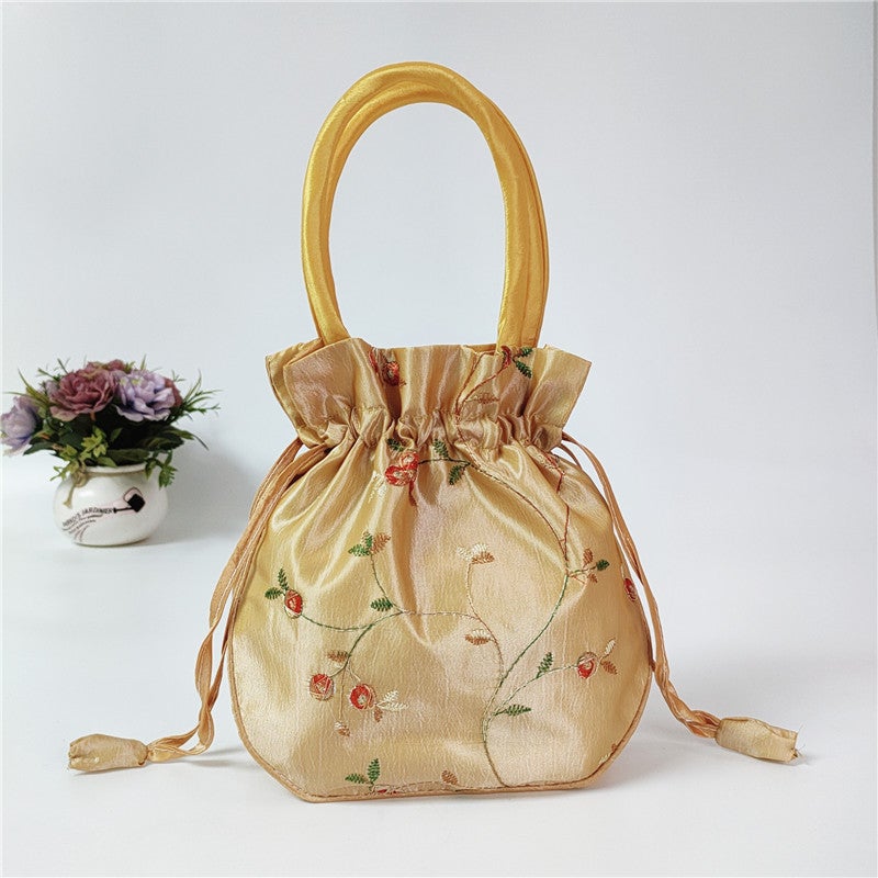 Handbag Women'S Small Bag Clutch Bag Ethnic Style Embroidered Bag Mummy Bag Women'S Bucket Bag Drawstring Hanfu Mobile Phone Bag - Image 1