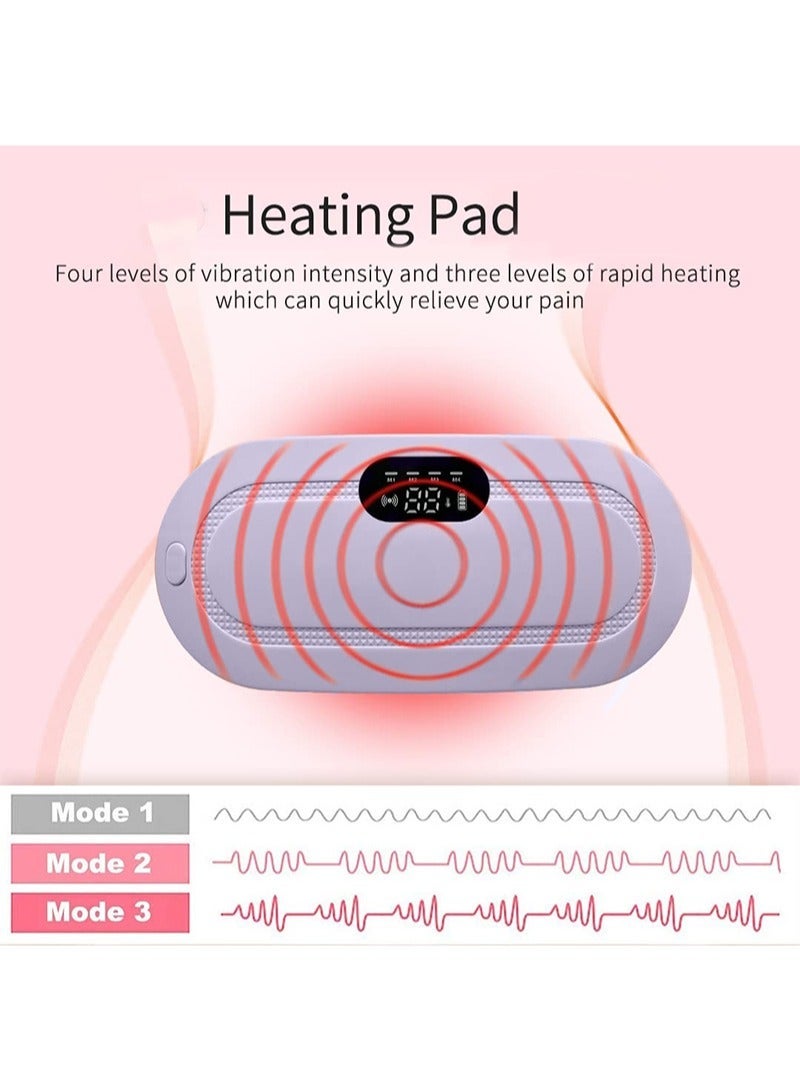 HaLunhi Portable Cordless Heating Pad for Menstrual Cramps Relief, Heating Pad for Stomach,Menstrual Heating Pad with 3 Heat Levels and 4 Vibration Massage Modes Portable Electric Fast Heating Belly Wrap Belt - Image 3
