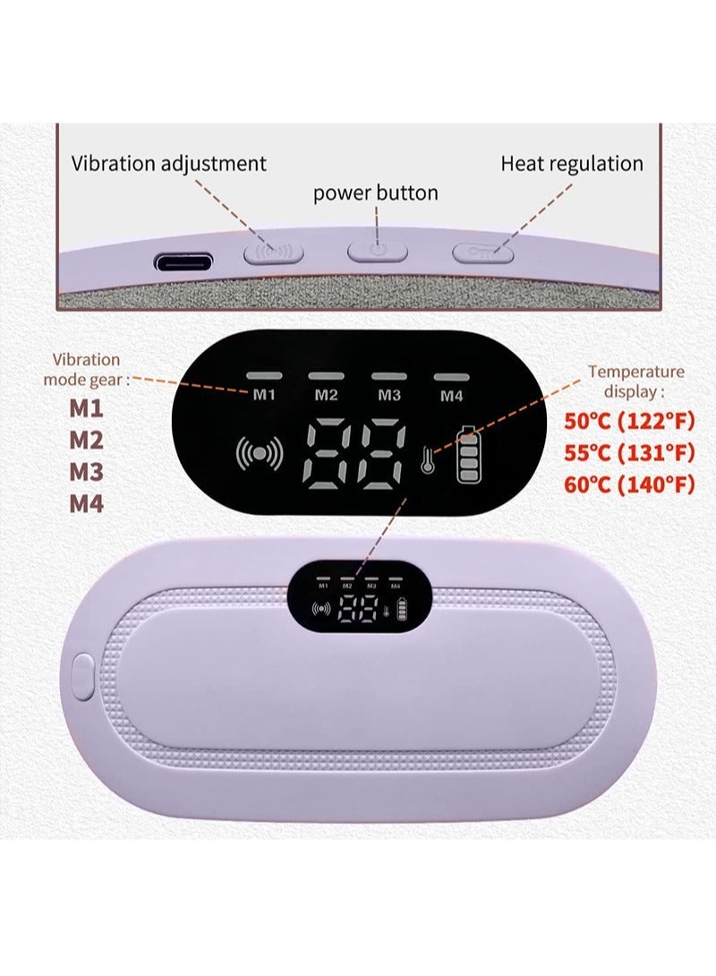 HaLunhi Portable Cordless Heating Pad for Menstrual Cramps Relief, Heating Pad for Stomach,Menstrual Heating Pad with 3 Heat Levels and 4 Vibration Massage Modes Portable Electric Fast Heating Belly Wrap Belt - Image 4