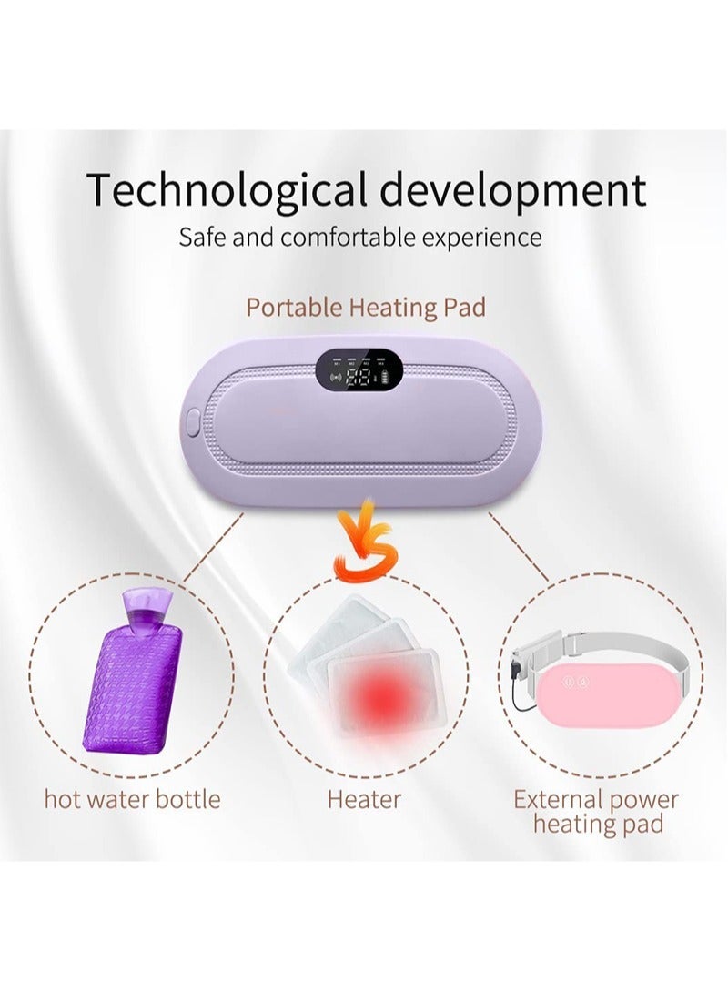 HaLunhi Portable Cordless Heating Pad for Menstrual Cramps Relief, Heating Pad for Stomach,Menstrual Heating Pad with 3 Heat Levels and 4 Vibration Massage Modes Portable Electric Fast Heating Belly Wrap Belt - Image 5