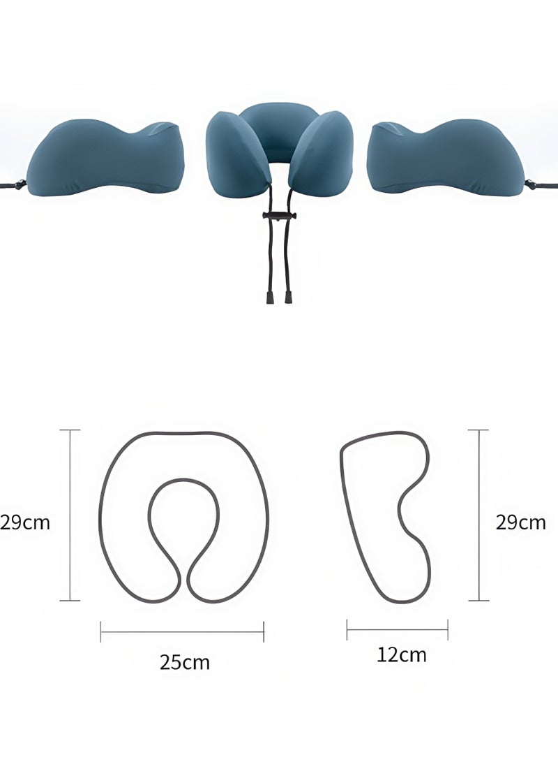 Travel Pillow 100% Memory Foam Pillow, Airplane Neck Pillow, Sleep Rest and Car Neck and Head Support Pillow, Travel Pillow Set with Storage Bag, Sleeping Mask and Ear Plugs (Light Blue) - Image 3