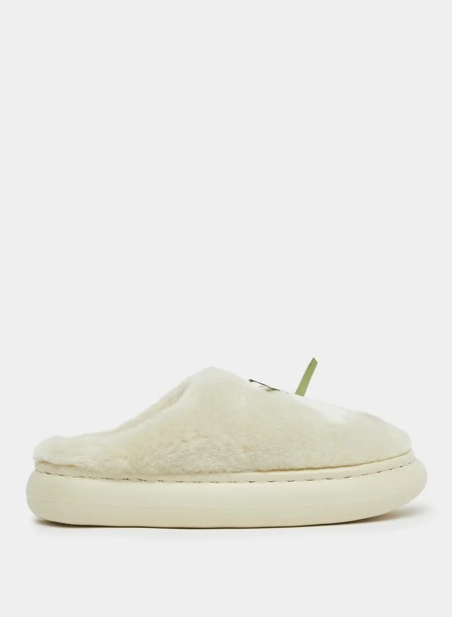 Faux Fur Plush Bow Detail Bedroom Slippers