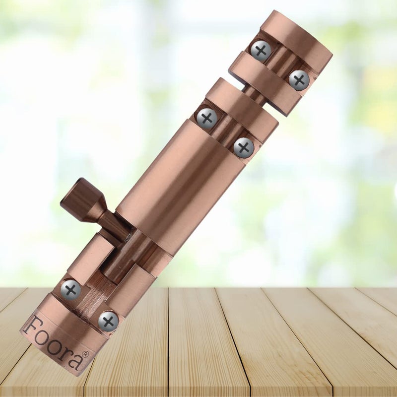Foora Foora Export Premium Rose Gold zaylo Tower Bolt with Stainless Steel Rod and Stainless Steel knob for Door Window gate Aluminum Body chatakni 4 inch Rose Gold Finish 1  - Image 1
