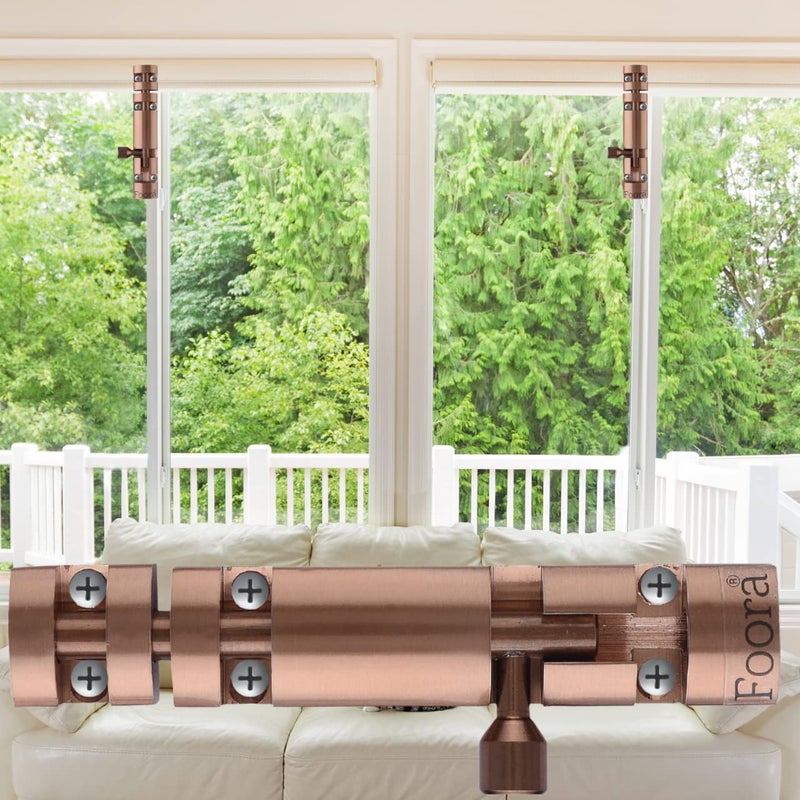 Foora Foora Export Premium Rose Gold zaylo Tower Bolt with Stainless Steel Rod and Stainless Steel knob for Door Window gate Aluminum Body chatakni 4 inch Rose Gold Finish 1  - Image 4