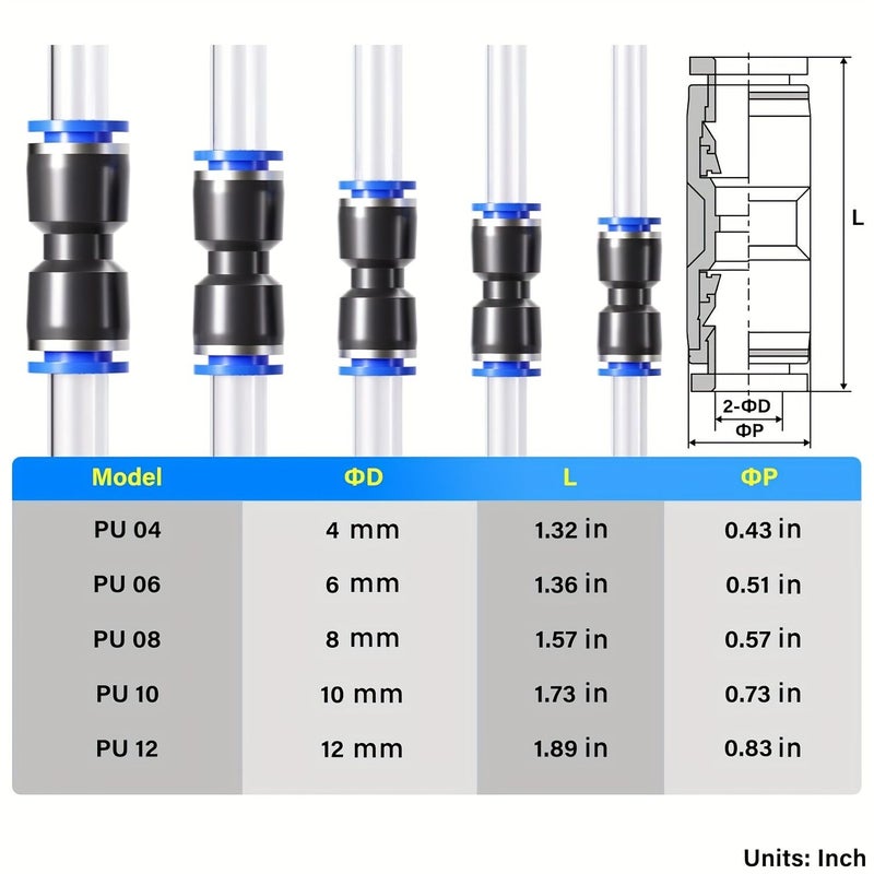 60pcs Quick Connection Air Hose Fitting Kit 4 6 8 10 12mm OD Push In Pneumatic - Image 4
