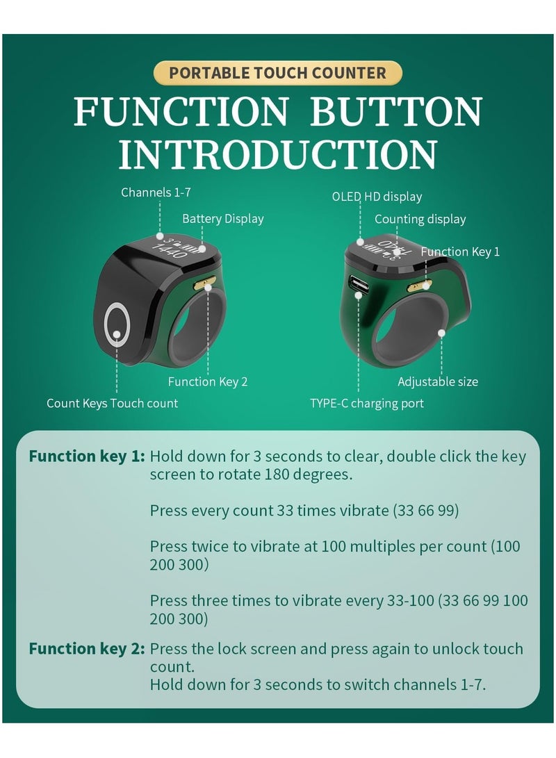 خاتم للماء ، حزام قابل للتعديل سيليكون الإصبع ، تصلح للصلاة الكبار ( أسود ) - Image 4