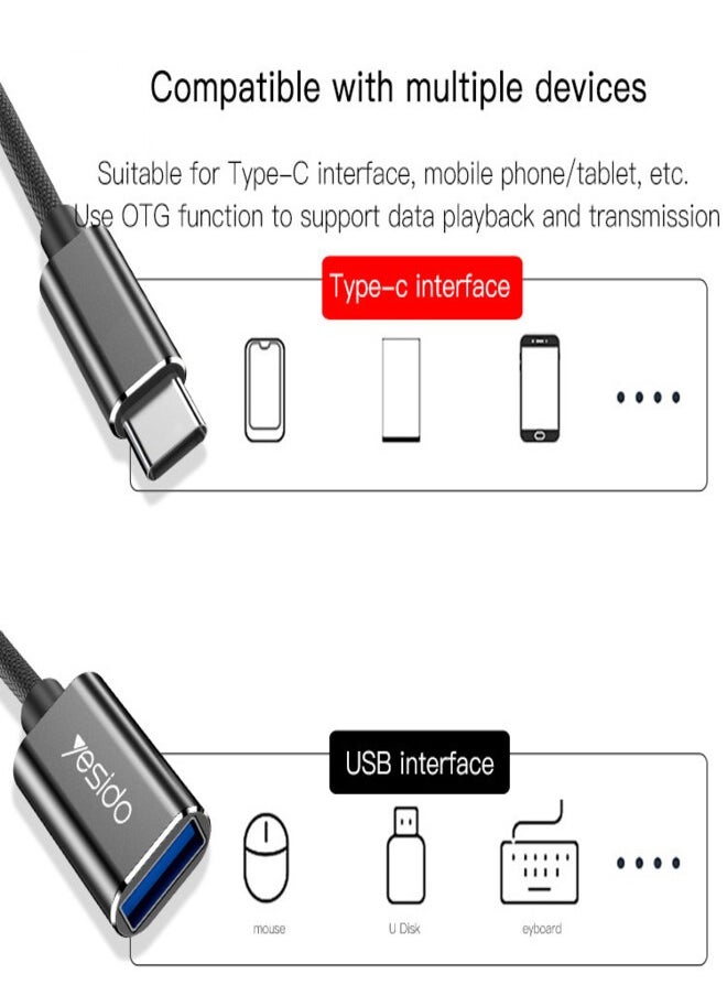Yesido Yesido GS01 Type-C to USB 2.0 OTG Data Converter Cable(Black)  - Image 5