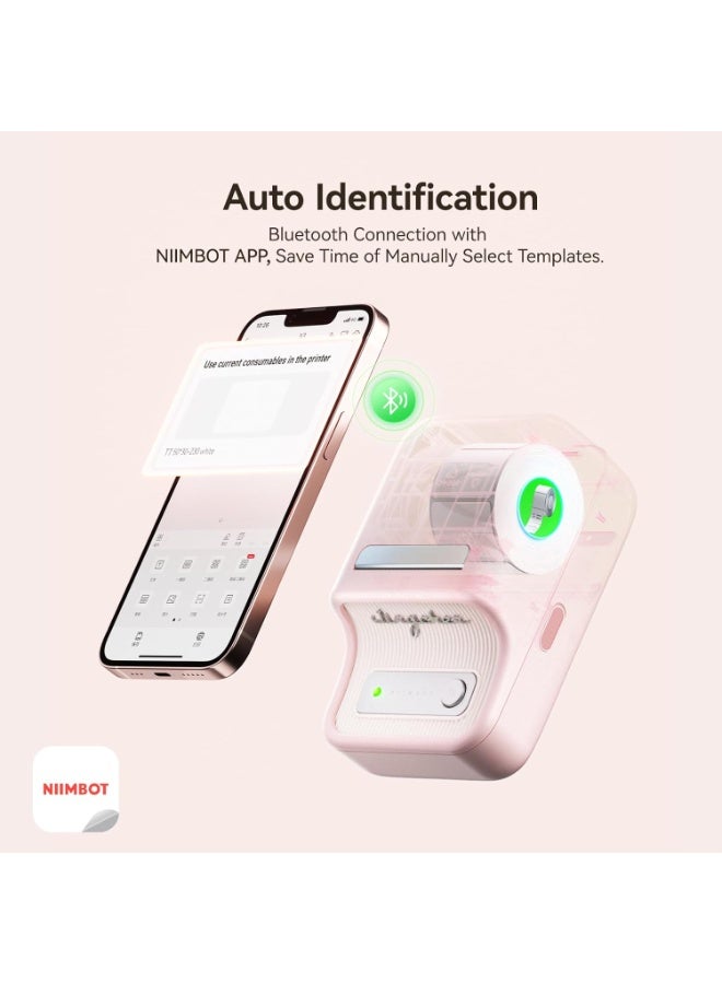 NIIMBOT B21 Label Maker, Inkless Bluetooth Label Printer, 2 Inch Portable Thermal Sticker Machine for Small Business,Marson Jar, Logo, Clothing, Mailing, Candles & Jewelry, Ideal for Gifting, (Pink) - Image 2