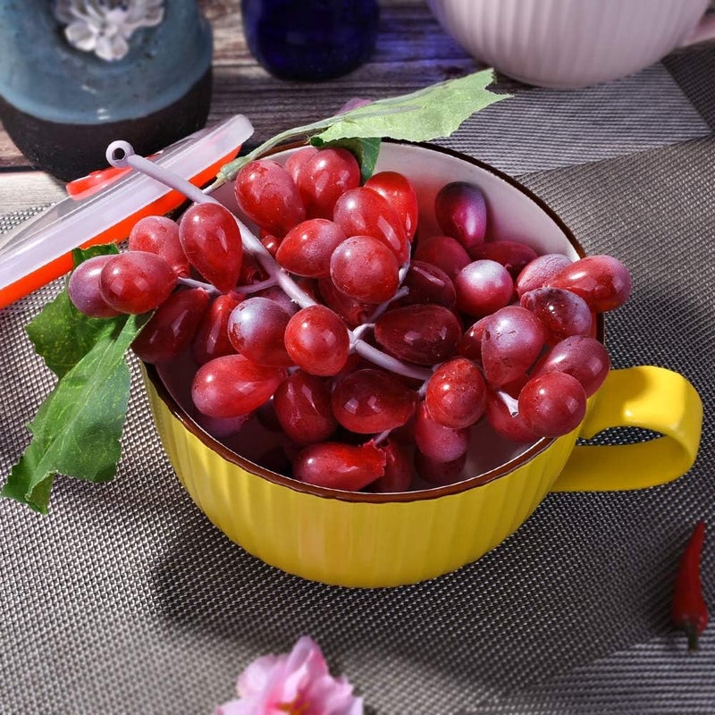 BOSILI وعاء سيراميك مع غطاء ومقبض آمن للاستخدام في الميكروويف وغسالة الصحون وعاء حبوب أصفر للإفطار والرامن - Image 4